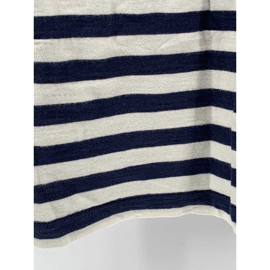 GUESS Men's Navy-White Striped Embroidered Short Sleeve T-Shirt SZ S
