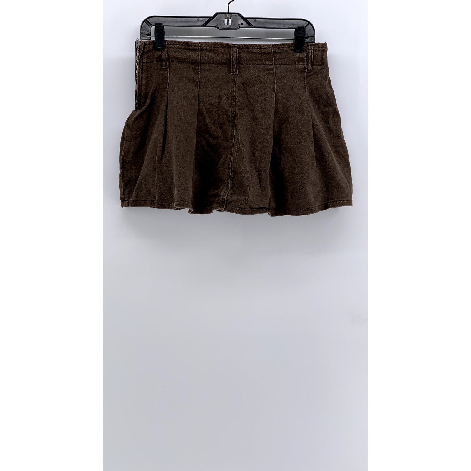 DAZY Women's Brown Denim Pleated A-Line Mini Skort SZ L