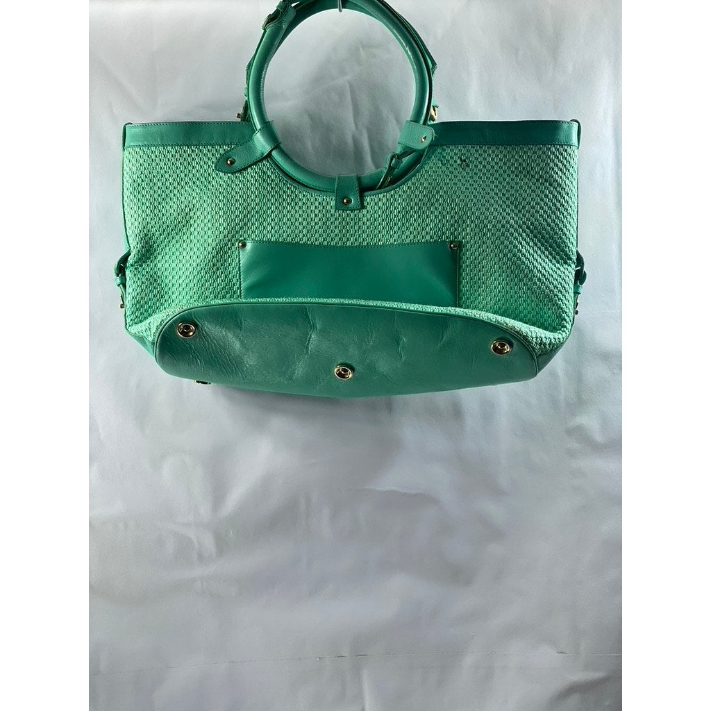 JIMMY CHOO Women's Aqua Green Textured Round Handle Handbag