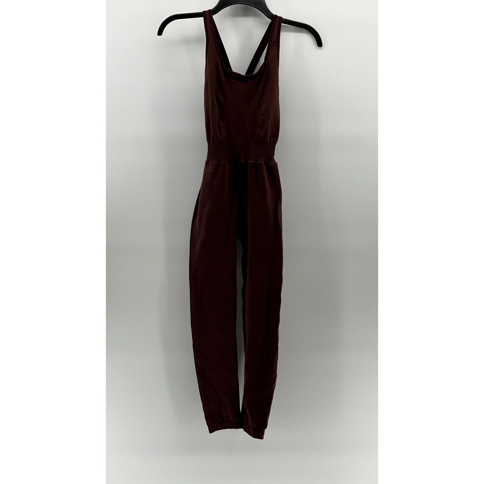 REFORMER Women's Brown Fitted Scoop-Neck Pilates Cutout-Back Jumpsuit SZ XS