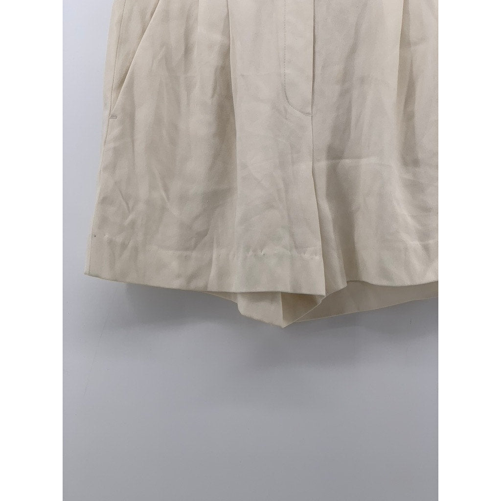 BABATON Women's Off-White High-Rise Relaxed Fit Pleated Shorts SZ 4