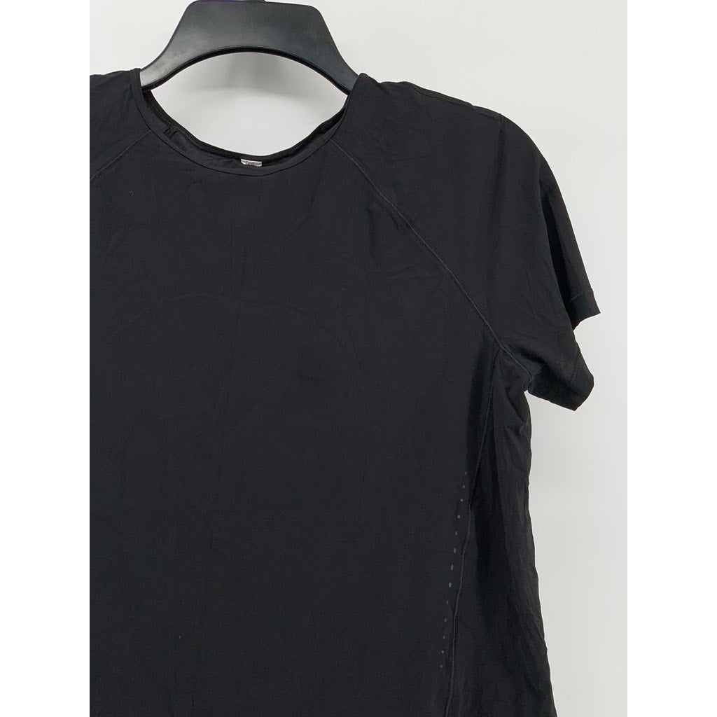 LULULEMON Women's Black Split Back Short Sleeve Top SZ 6