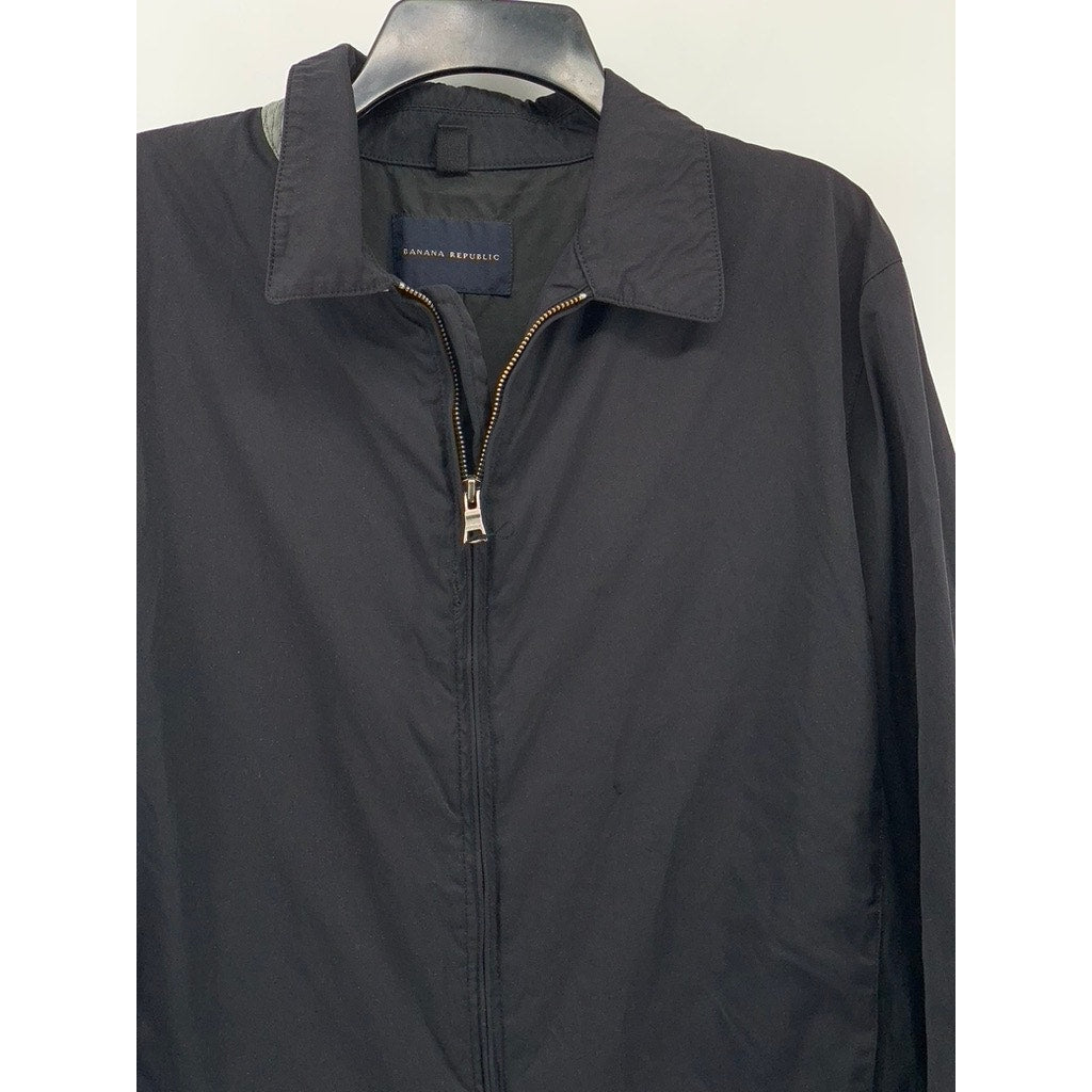 BANANA REPUBLIC Men's Black Full-Zip Windbreaker Jacket SZ L