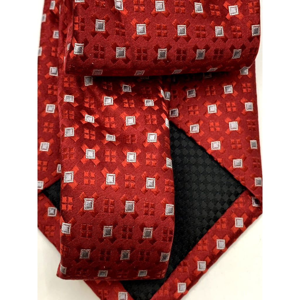 SEAN JOHN Men's Vintage 90's Red Geometric Square Silk Tie OS
