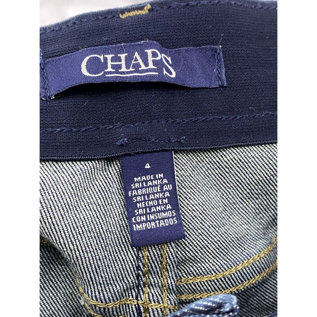 CHAPS Women's Dark Blue Denim Slim-Leg Regular-Fit Five-Pocket Jean SZ 4