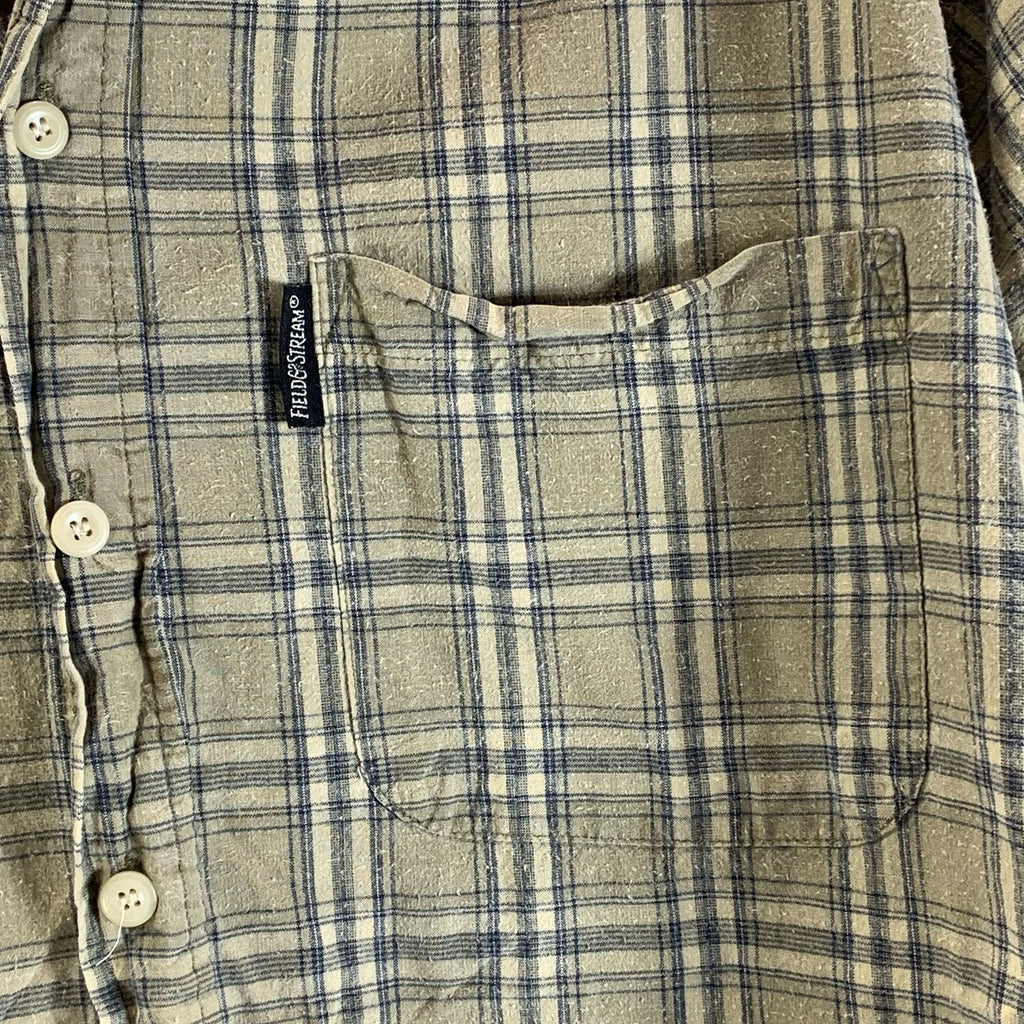 FIELD & STREAM Men's Tan Plaid Regular-Fit Button-Up Short Sleeve Shirt SZ L