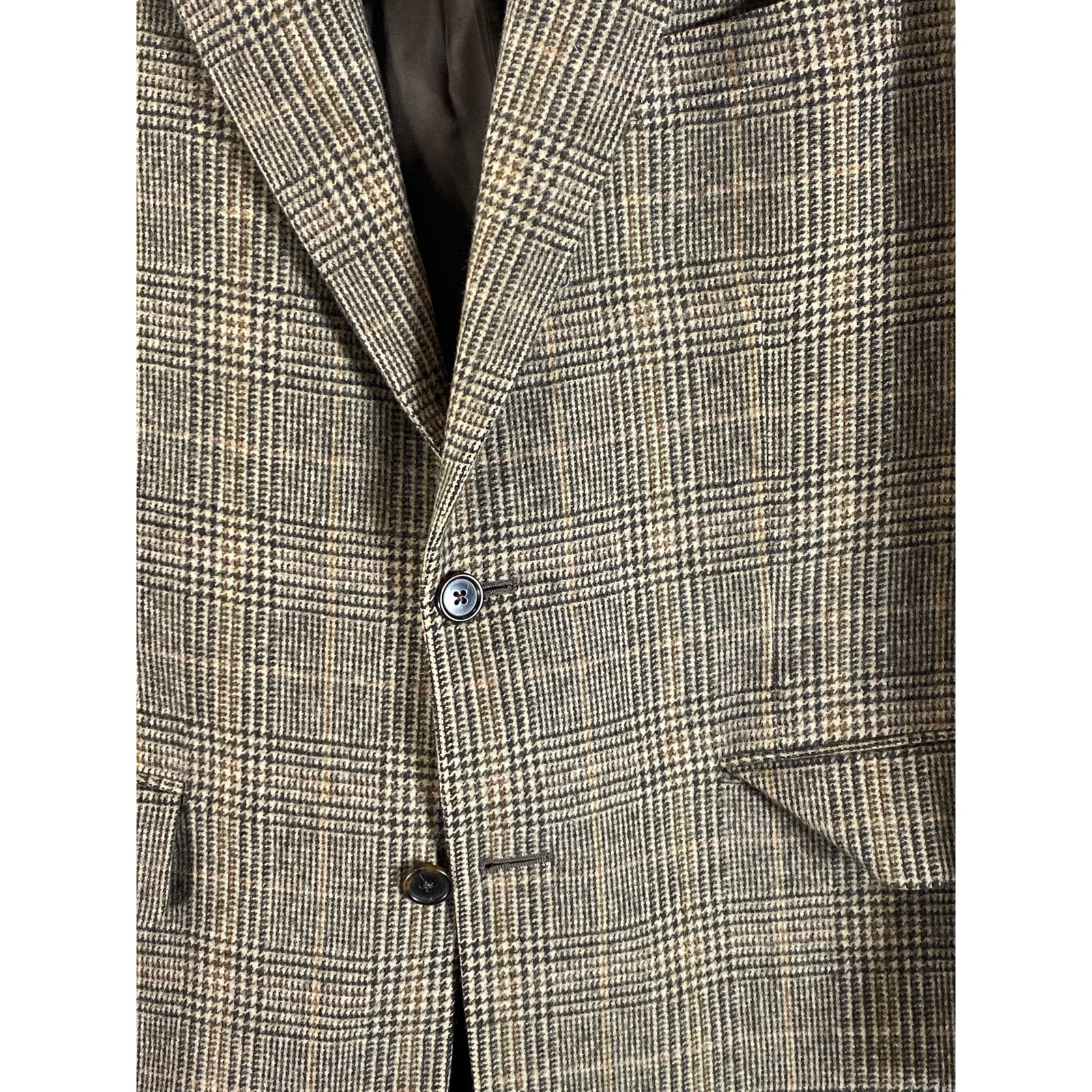 BROOKS BROTHERS Men's Tan Plaid Camel Hair Two-Button Blazer SZ 42R