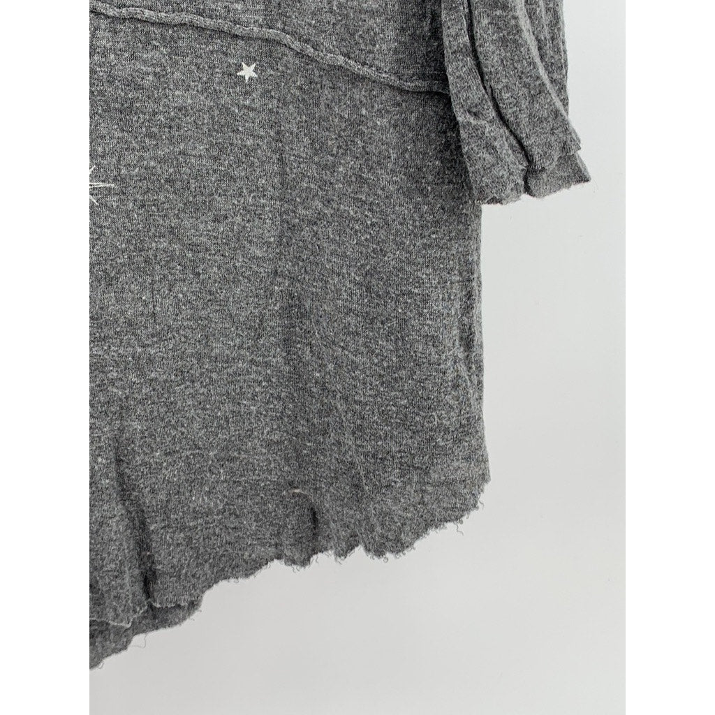 PROJECT SOCIAL T Women's Gray Scoop-Neck 3/4 Sleeve Oversized Casual Top SZ XS