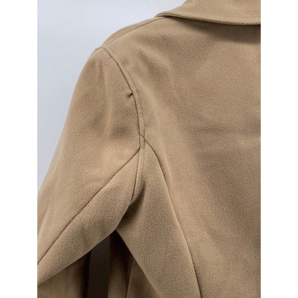 STYLEWE Women's Tan Regular-Fit Double-Button Long Sleeve Coat SZ S