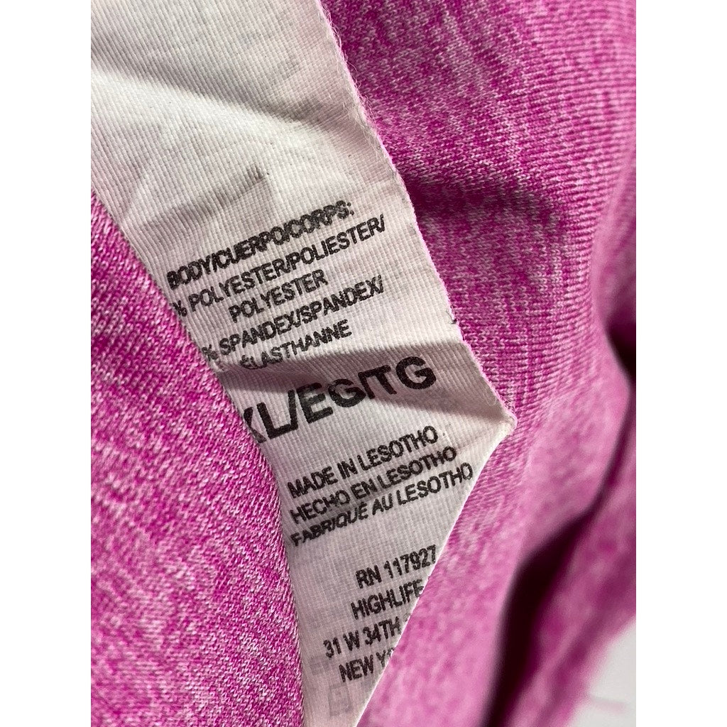 REEBOK Women's Fuchsia Heather V-Neck Short Sleeve Top SZ XL