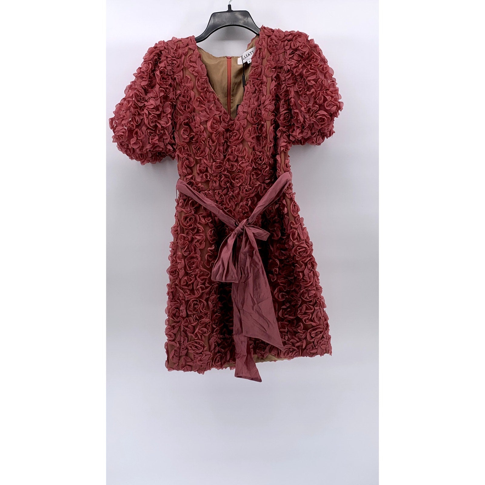 ELLIATT Women’s Pink Bloom Adoration Embroidered Floral Mesh Mini Dress SZ S