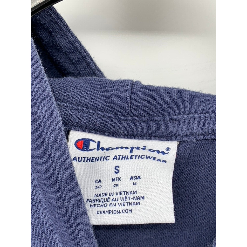 CHAMPION Women's Washed Navy Script Logo Hoodie SZ S