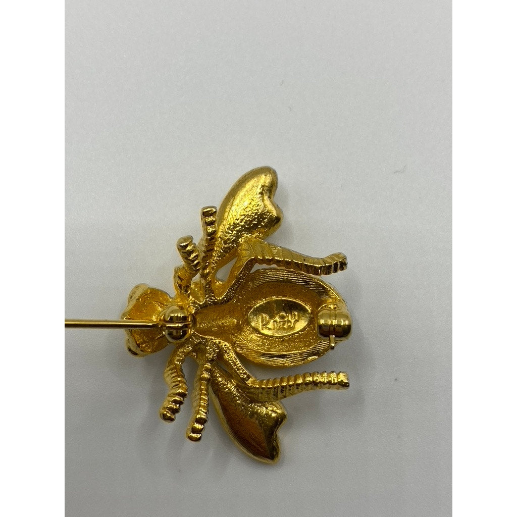 JOAN RIVERS Rare 2pc Vintage Bumble Bee Rhinestone Pins Brooch