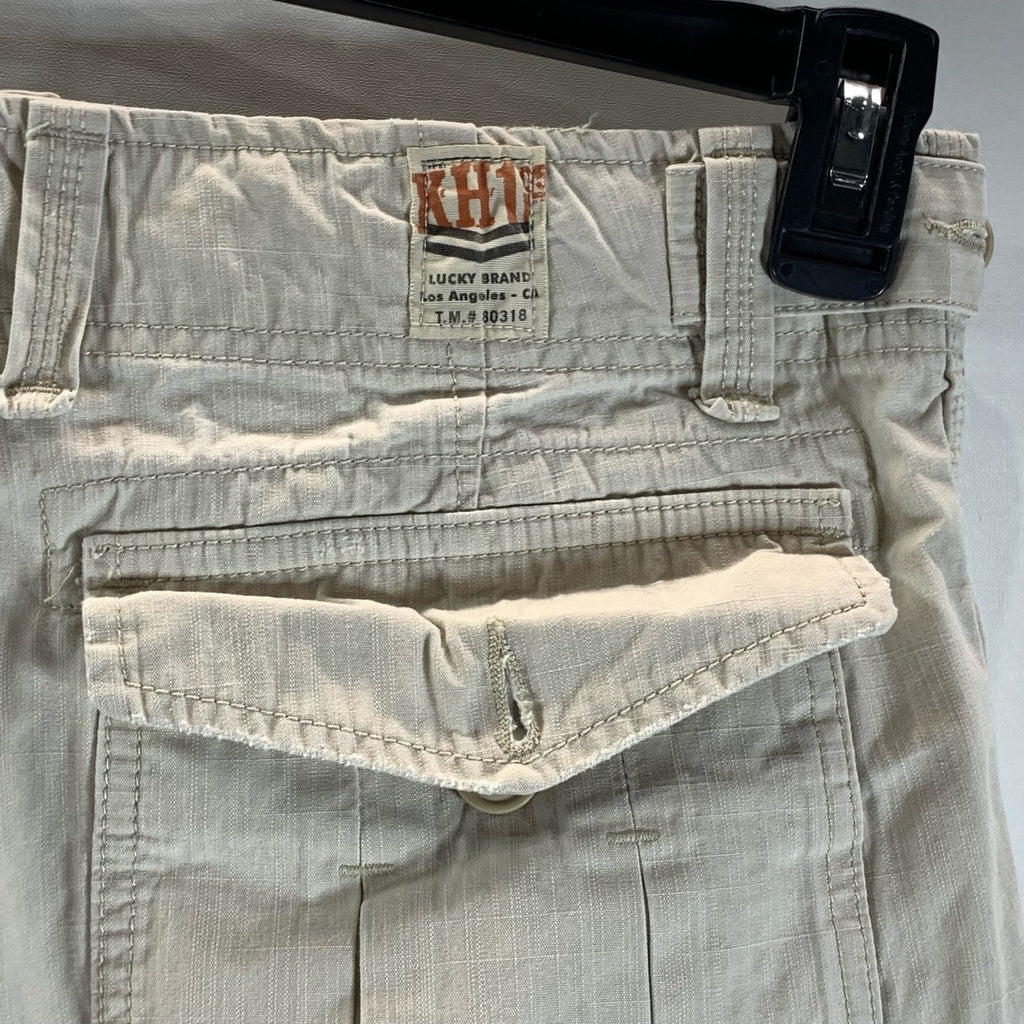 LUCKY BRAND BY GENE MONTESANO Men's Beige Regular-Fit Chino Shorts SZ 32
