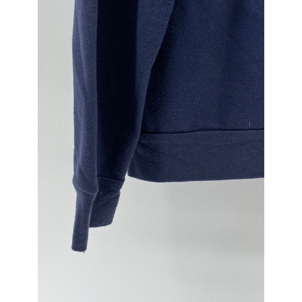 BELLA + CANVAS Women's Navy Blue MLG Baseball Zip-Up Hooded Sweatshirt SZ L