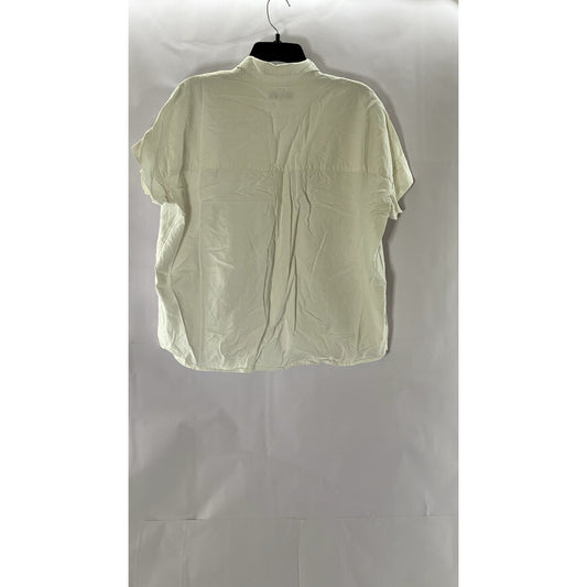 MADEWELL Women's White V-Neck Short Sleeve Parka Popover Top SZ M