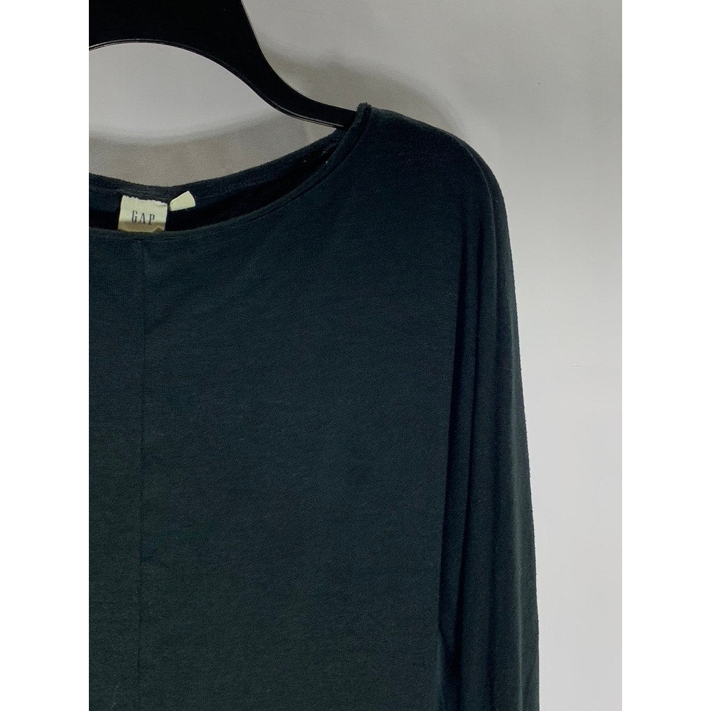 GAP Women's Black Solid Crewneck Long Sleeve Casual Top SZ S