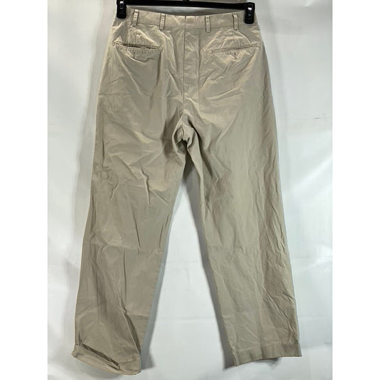 BROOKS BROTHERS Men's Beige Pleated Supima Cotton Cuffed Pants SZ 34X32