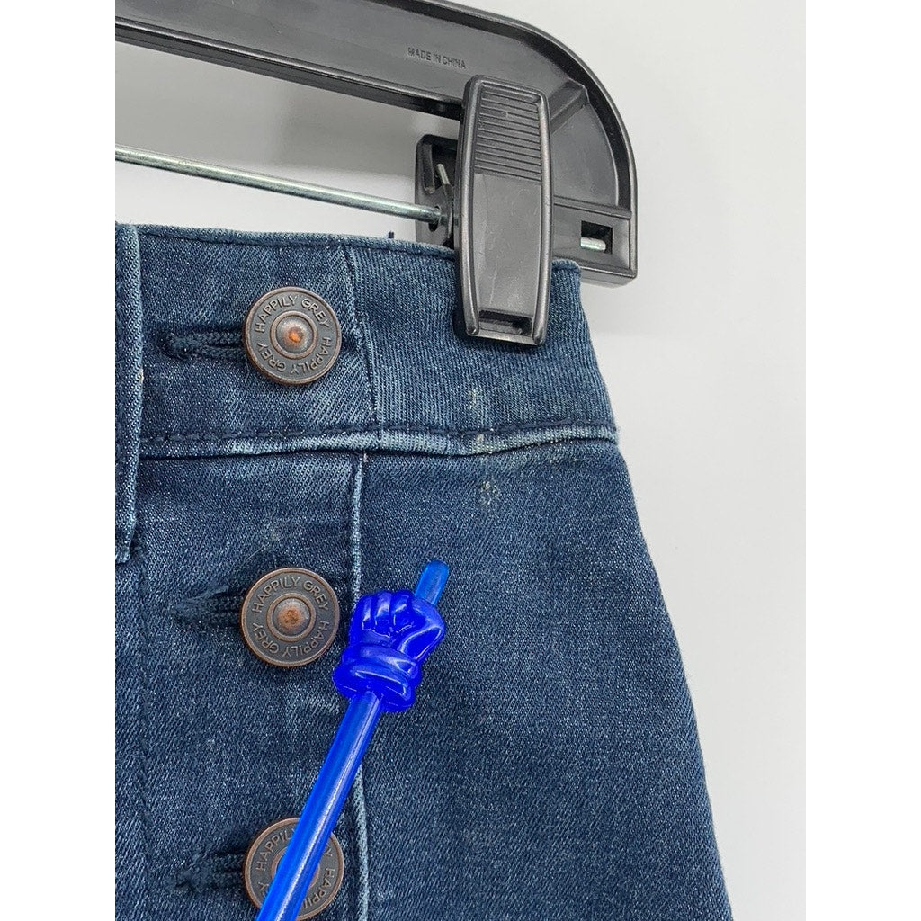 HAPPILY GREY Women's Blue Denim High-Rise Shorts SZ 3/26