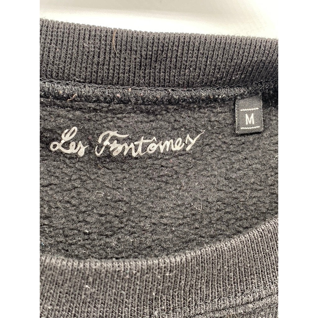 LES FANTOMES Men's Black Embroidered Man Crewneck Long Sleeve Sweatshirt SZ M