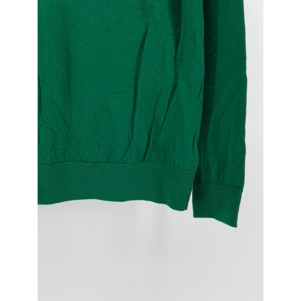 LELLO Men's Dark Green Knit Crewneck Wool Sweater SZ L