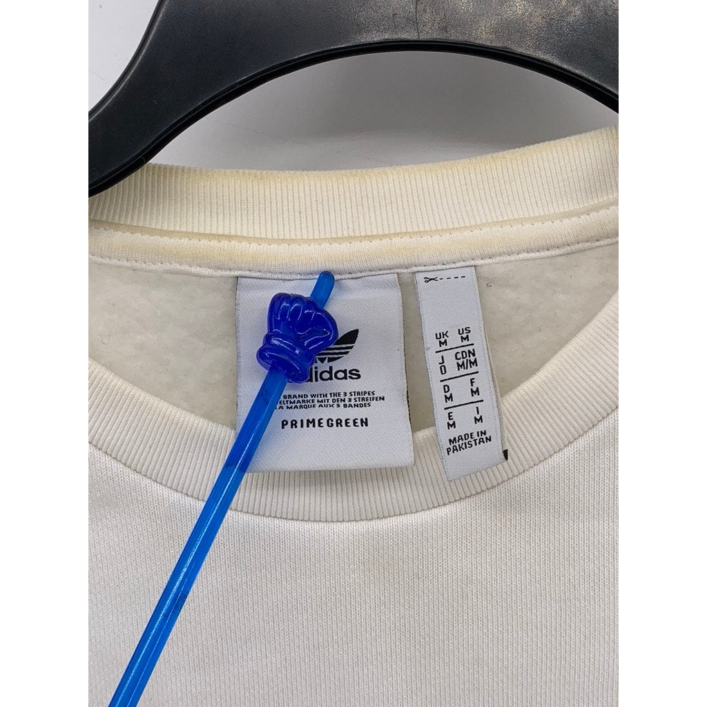 ADIDAS Men's White Embroidered Trefoil Sweatshirt SZ M