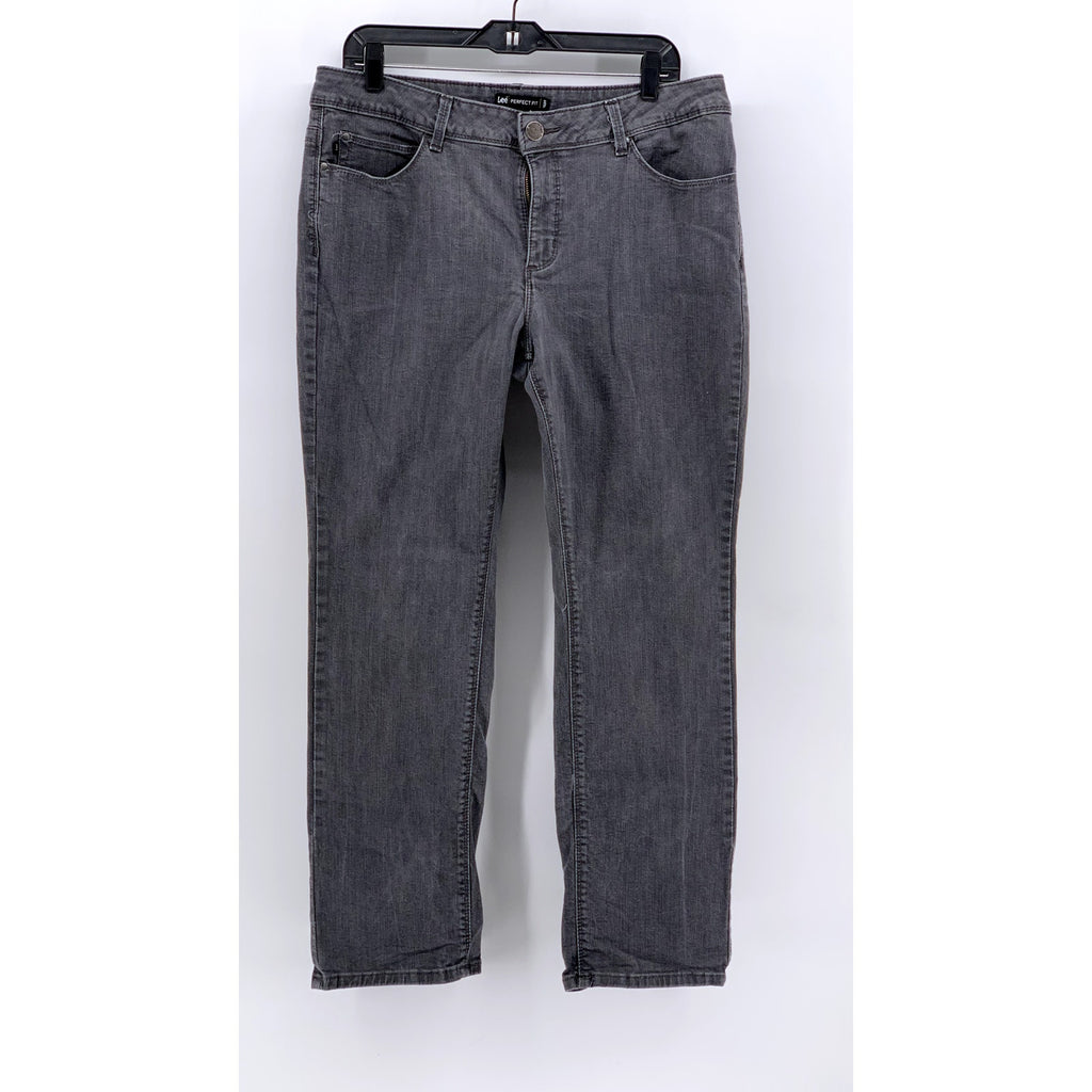 LEE Women's Charcoal Gray Perfect Fit Straight Leg Jeans SZ 12S