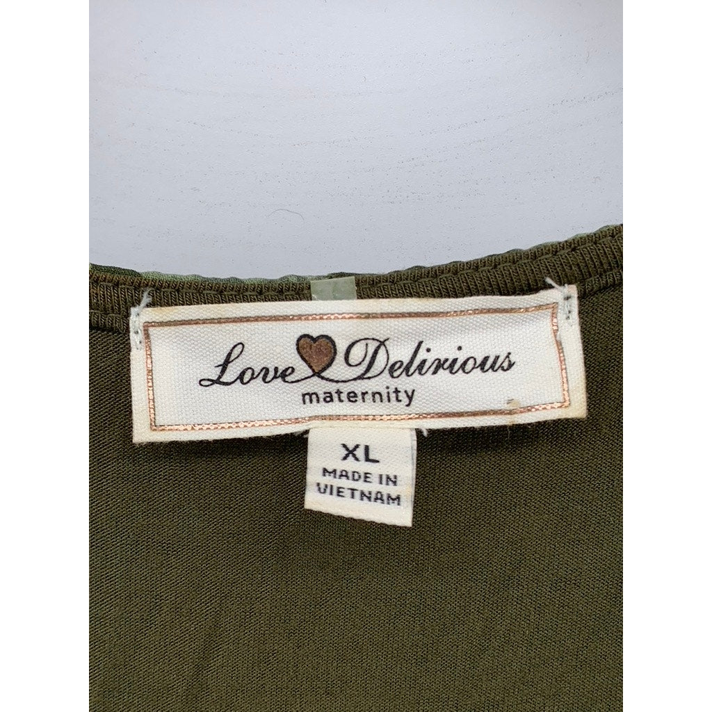 LOVE DELIRIOUS Women's Maternity Green Floral Layered Sheer Top SZ XL