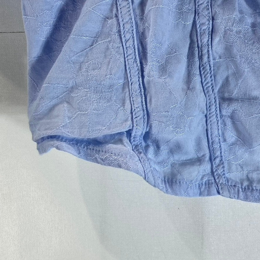 UNBRANDED Women's Light Blue Puff-Sleeve Smocked Crop Top SZ S