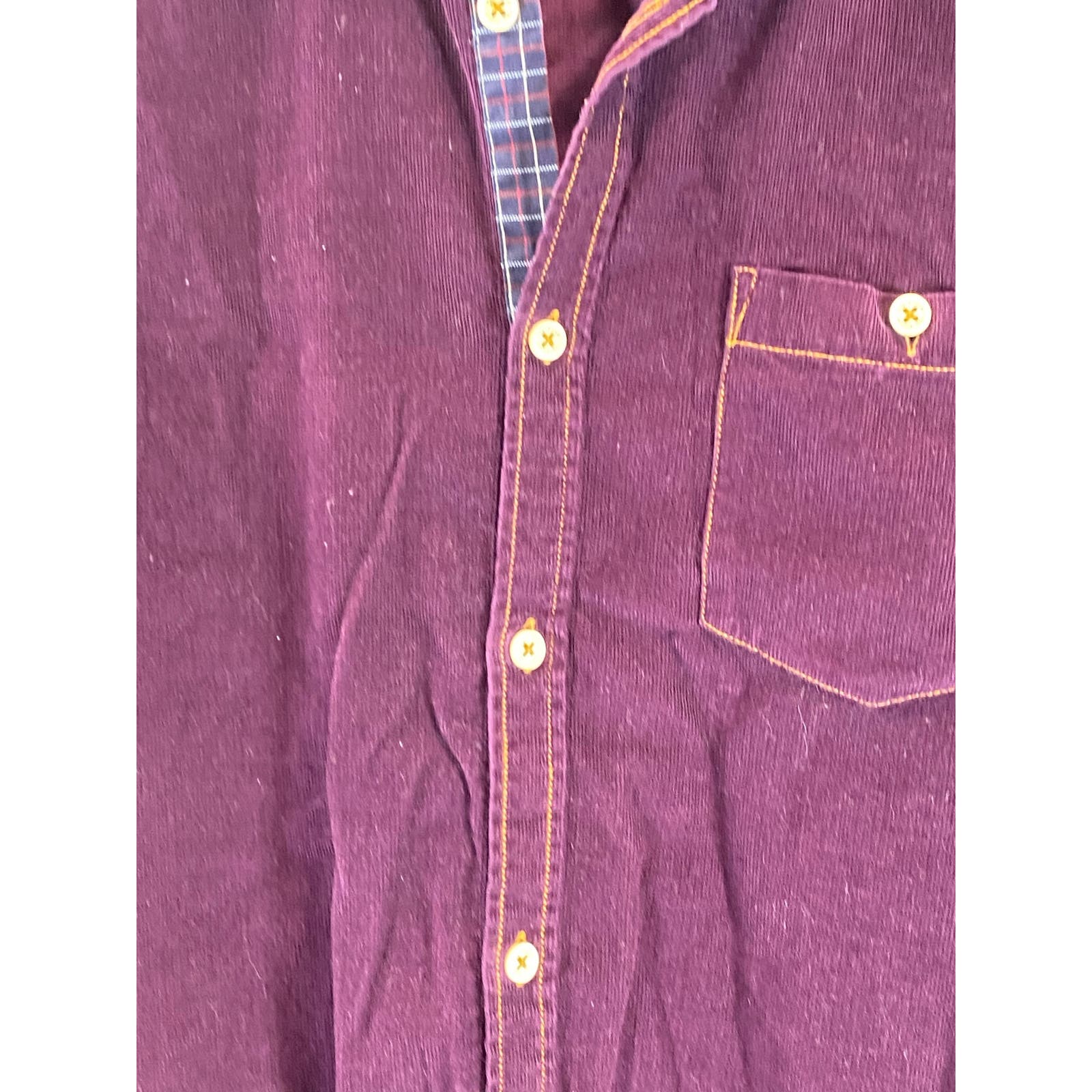 TED BAKER LONDON Men's Burgundy Corduroy Elbow-Patch Button-Up Shirt SZ 4(US/L)