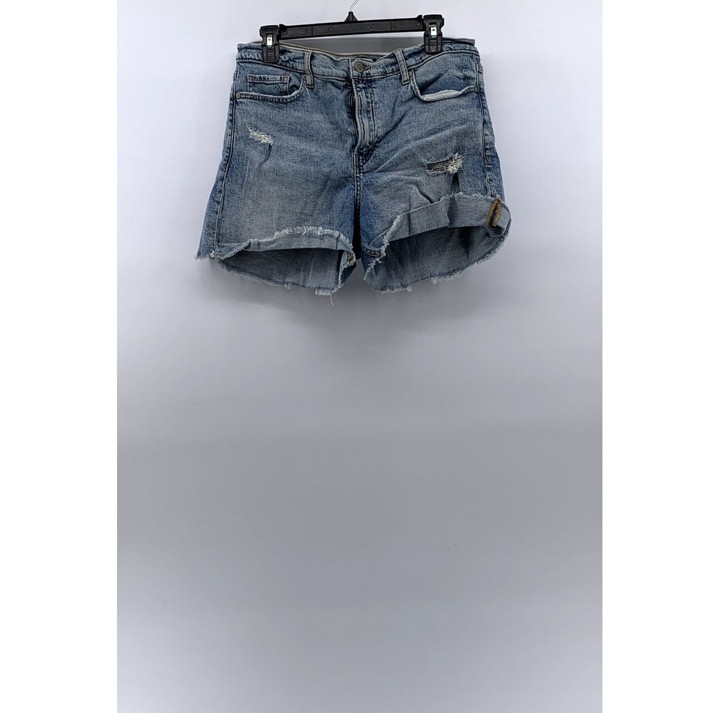 BANANA REPUBLIC Women’s Blue Medium Wash Denim Distressed High-Rise Shorts SZ 30
