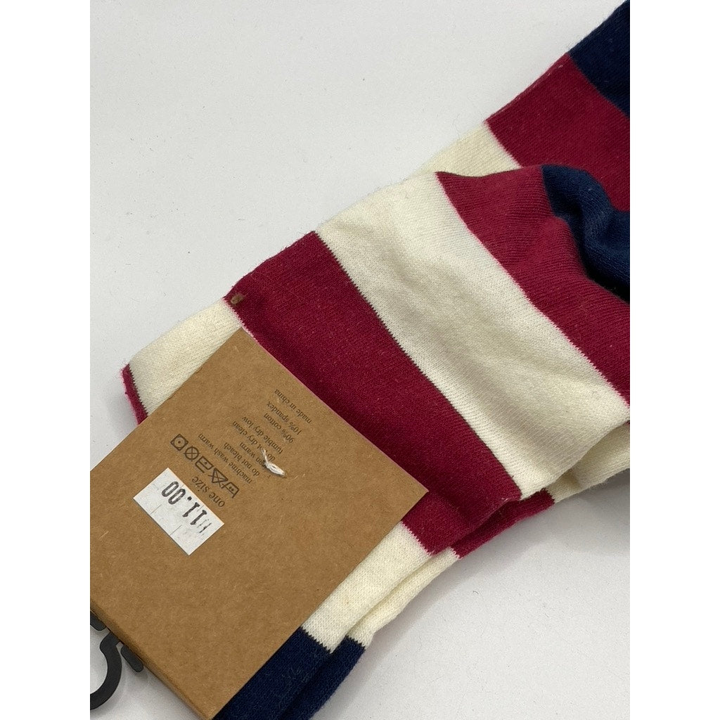LOOK FOOTWEAR Women’s Red-Blue Striped-Star Over The Knee Socks SZ OS
