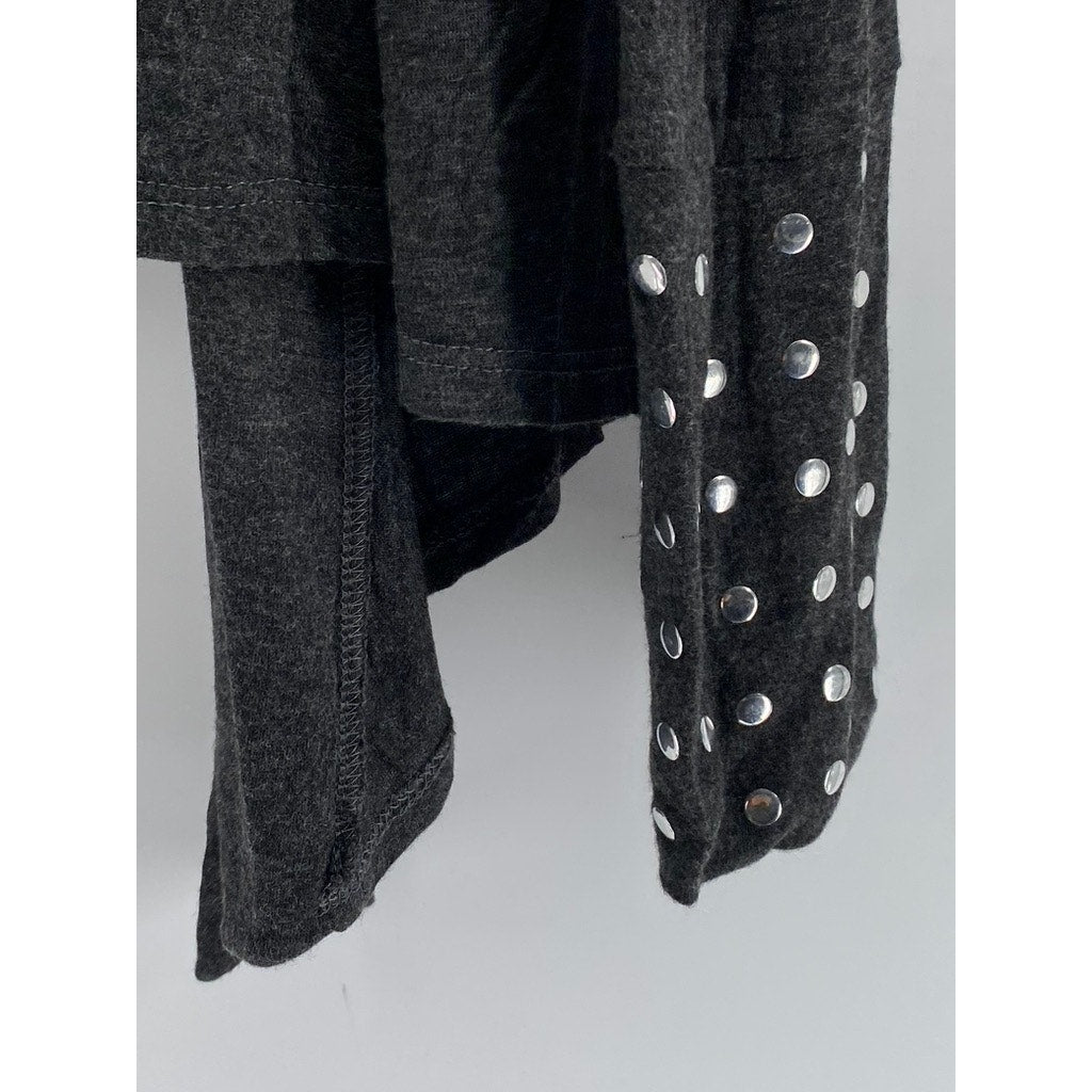 JASON MAXWELL Women's Charcoal Heather Studded Open Front Cardigan SZ L