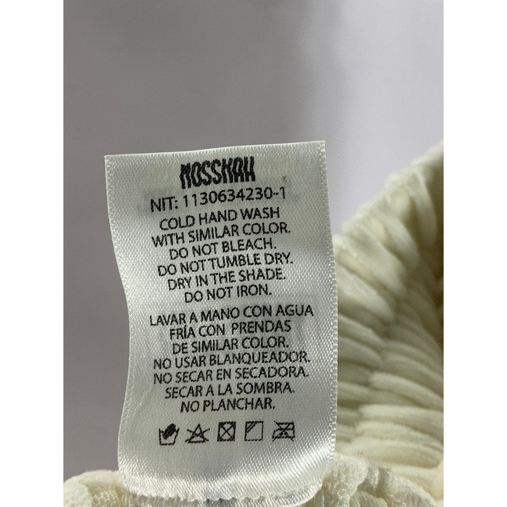 MOSSKAH Women's White Cream/Black Drawstring Striped Mesh Pant Cover Up SZ S