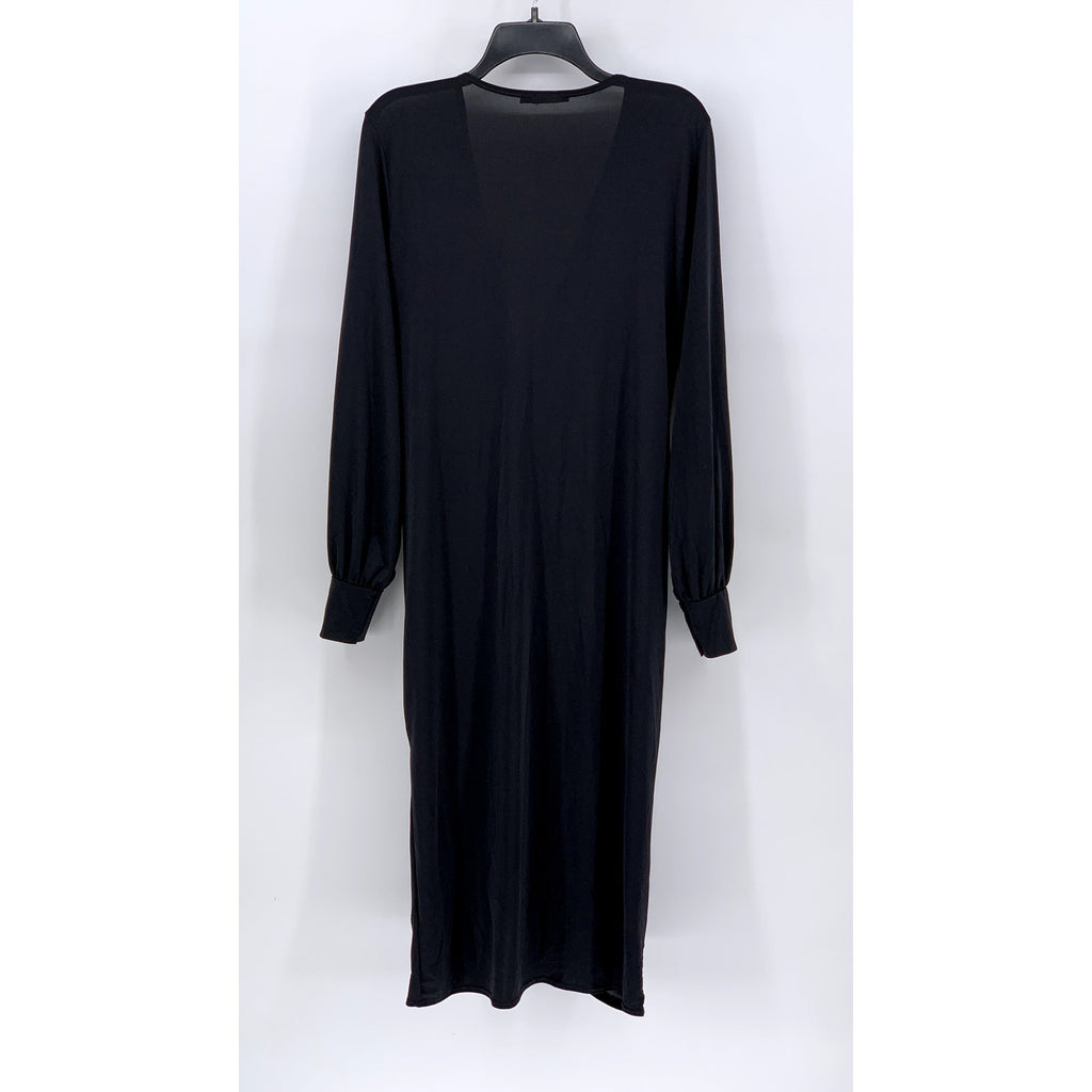 BOOHOO Women's Black Ruched Long Sleeve Dress SZ 14