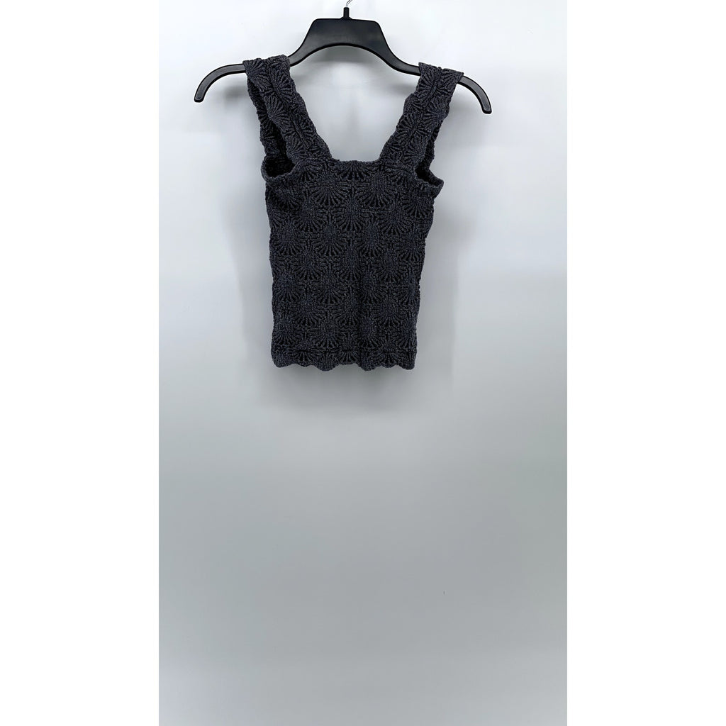 INTIMATELY By FREE PEOPLE Women's Charcoal Gray Floral Textured Cropped Tank SZM