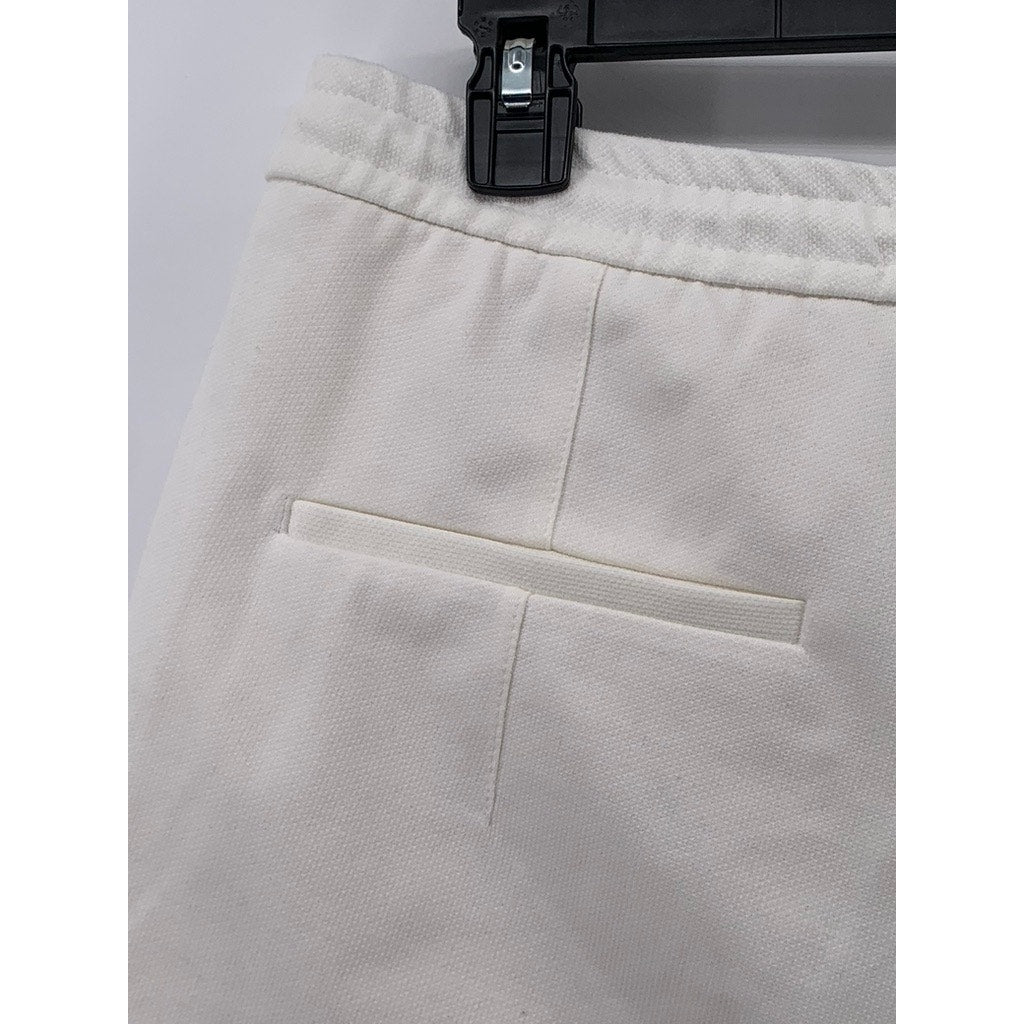 ZARA Men's White Cuffed Drawstring Shorts SZ M