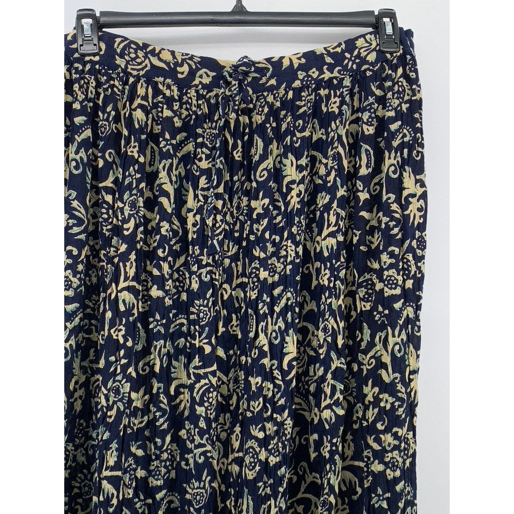 ORVIS Women's Navy Floral Midi Skirt SZ M