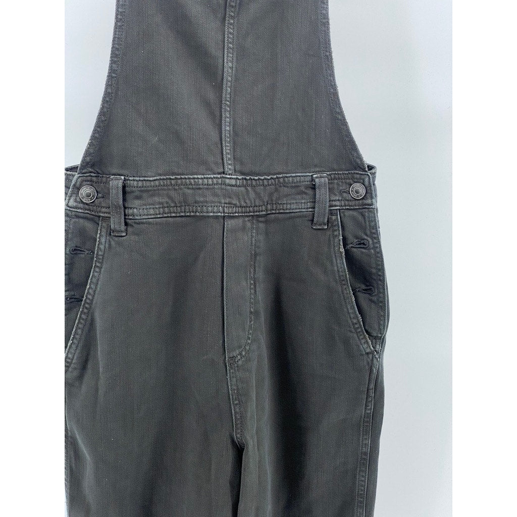 AERIE Women’s Black Denim Adjustable Strap Straight-Leg Overalls SZ XS