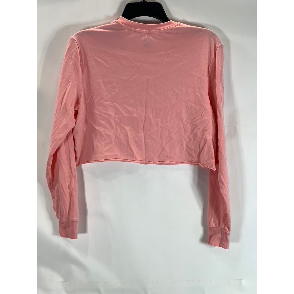 VANS Women's Salmon Pink Long Sleeve Cropped Logo T Shirt SZ XS