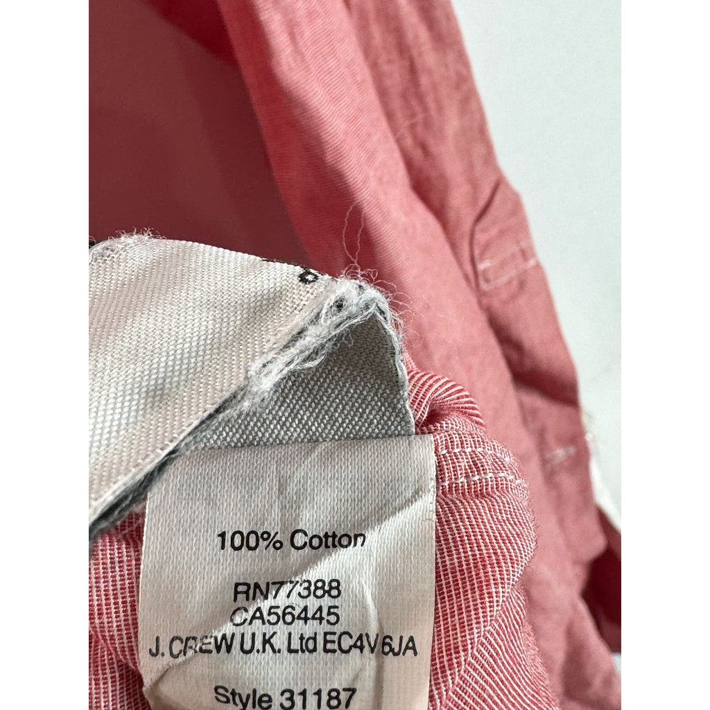 J. CREW Men's Red Slim-Fit Cotton Button-Up Long Sleeve Shirt SZ L