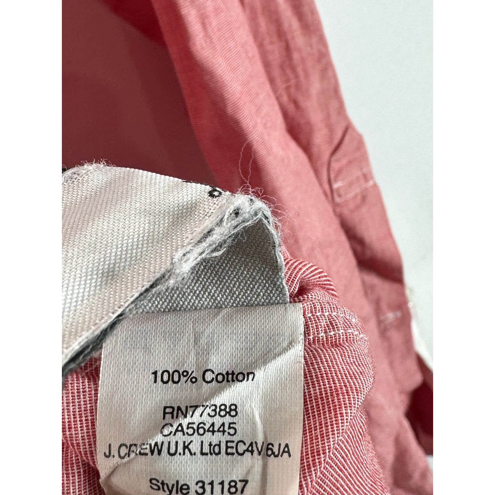 J. CREW Men's Red Slim-Fit Cotton Button-Up Long Sleeve Shirt SZ L
