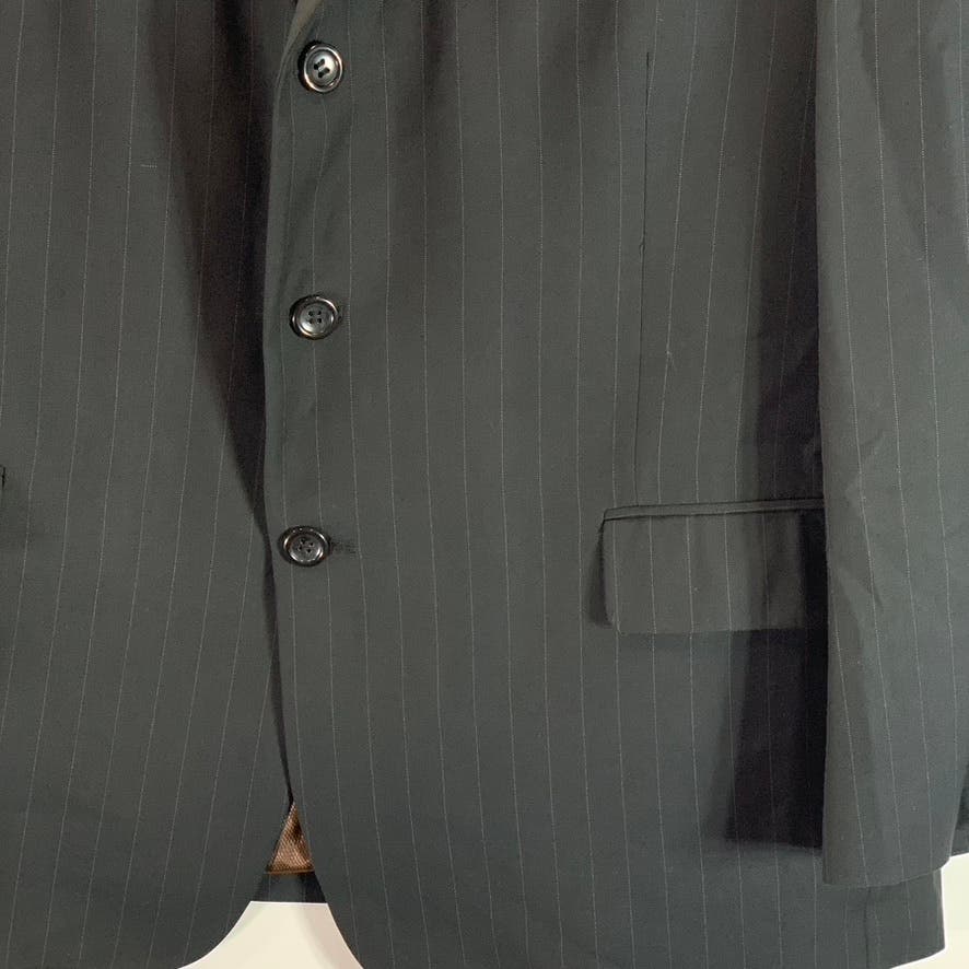 CARAVELLI Men's Black Pinstripe Three-Button Suit Jacket SZ 44S