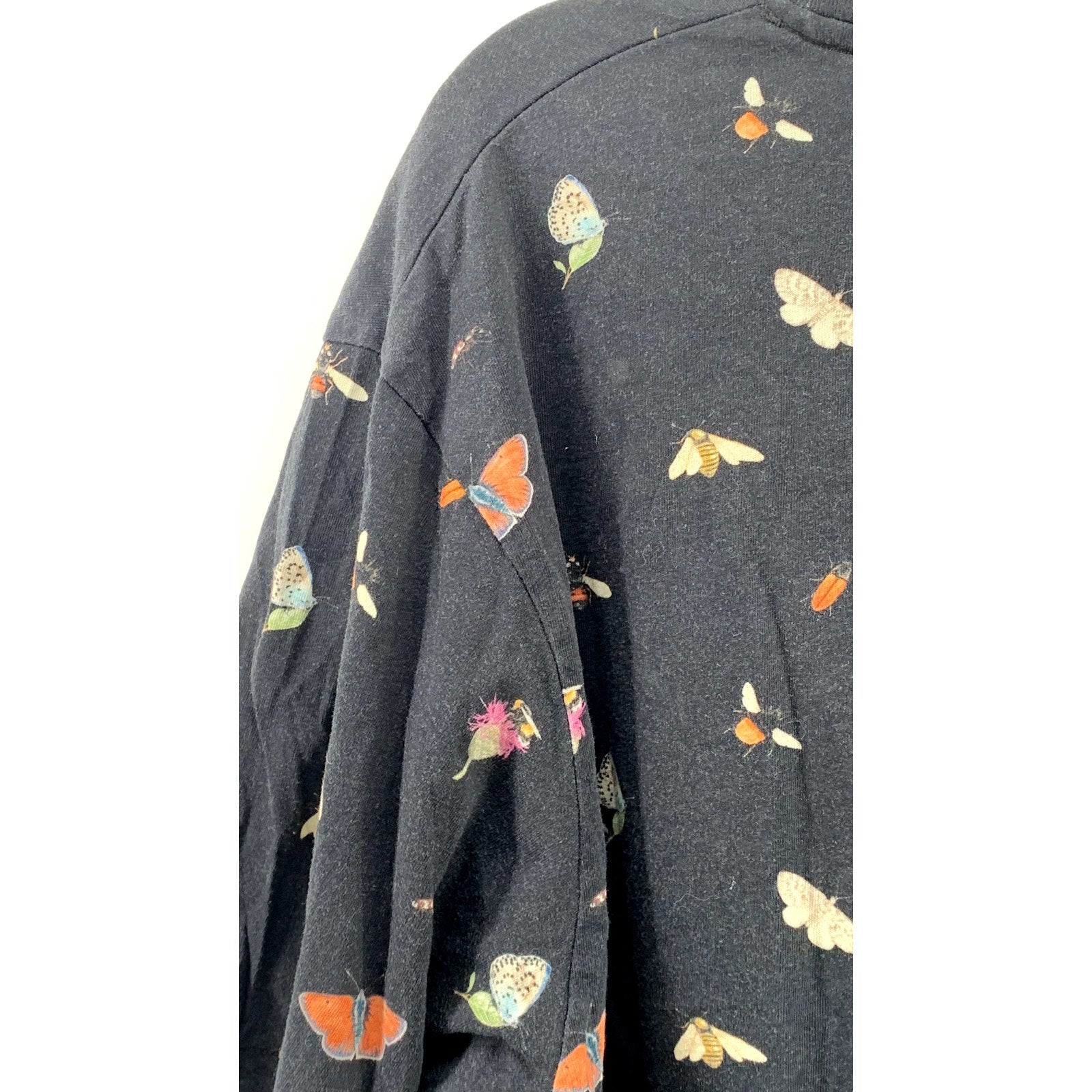 SQRTN COMPANY Unisex Adult Black Butterfly Crewneck Short Sleeve T-Shirt SZ XL