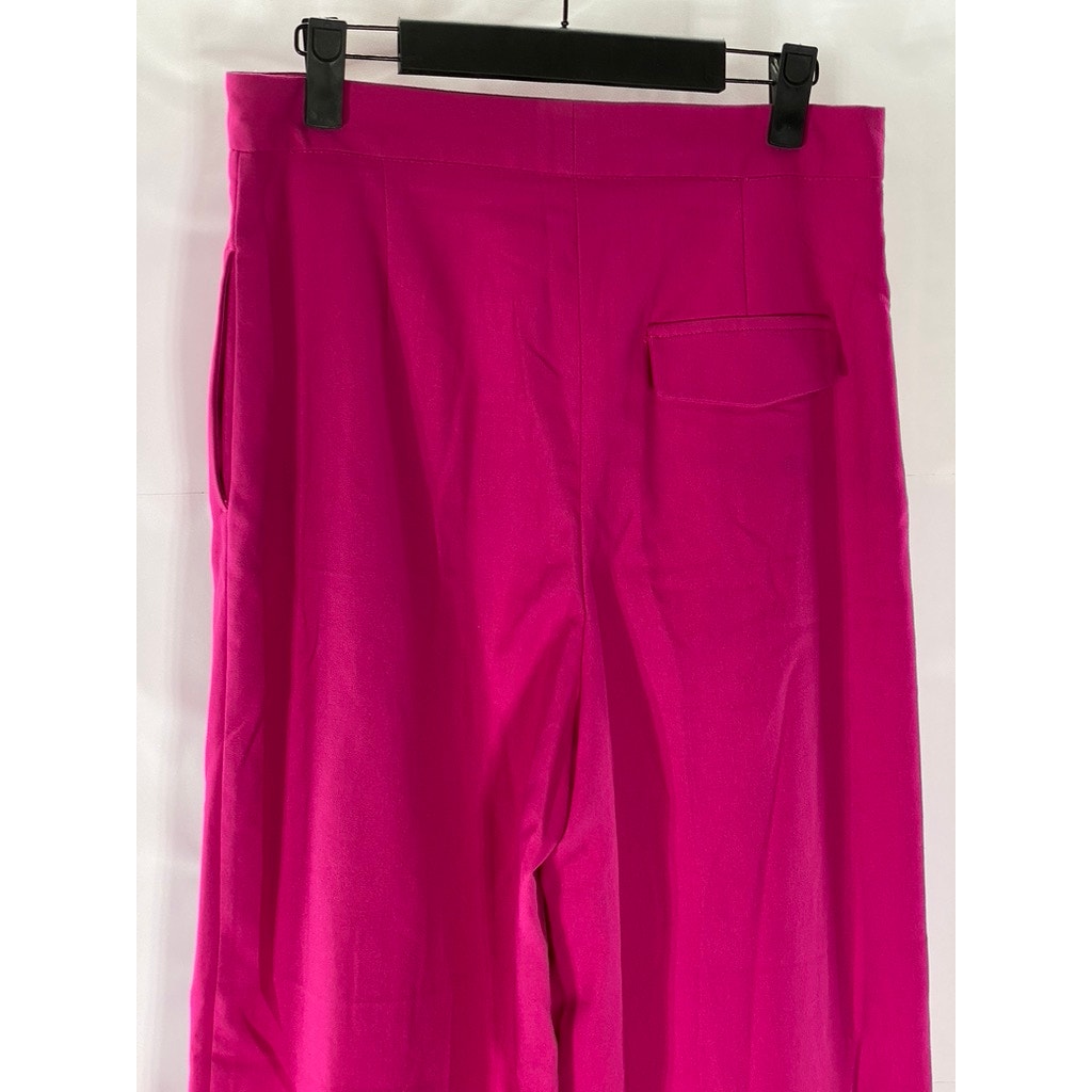 ZARA Women's Pink Wide Leg High-Rise Relaxed-Fit Trousers SZ M