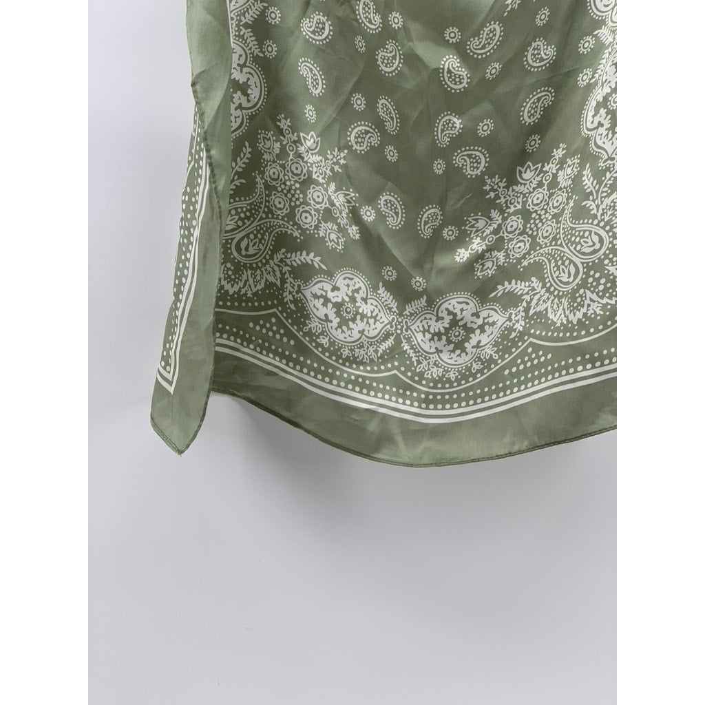 UNBRANDED Women's Green Paisley Printed Lightweight Scarf