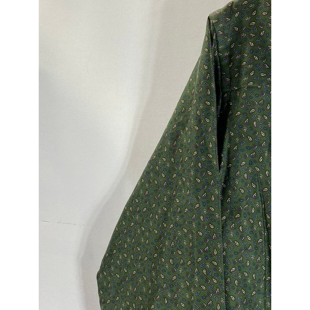 DAVID DONAHUE Men's Green Paisley Fusion Button-Up Long Sleeve Shirt SZ 15.5(M)