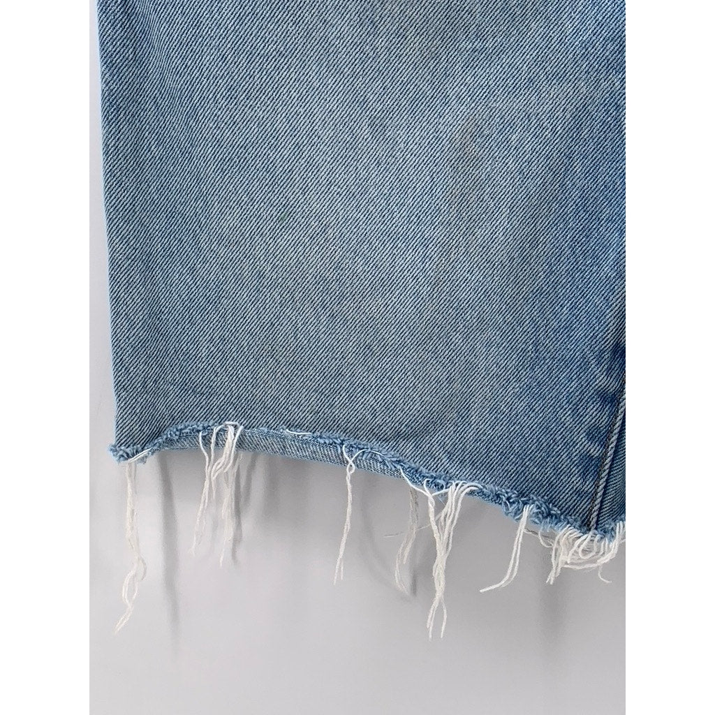MADEWELL Women's Blue Denim Frayed Baggy Bermuda Shorts SZ 23