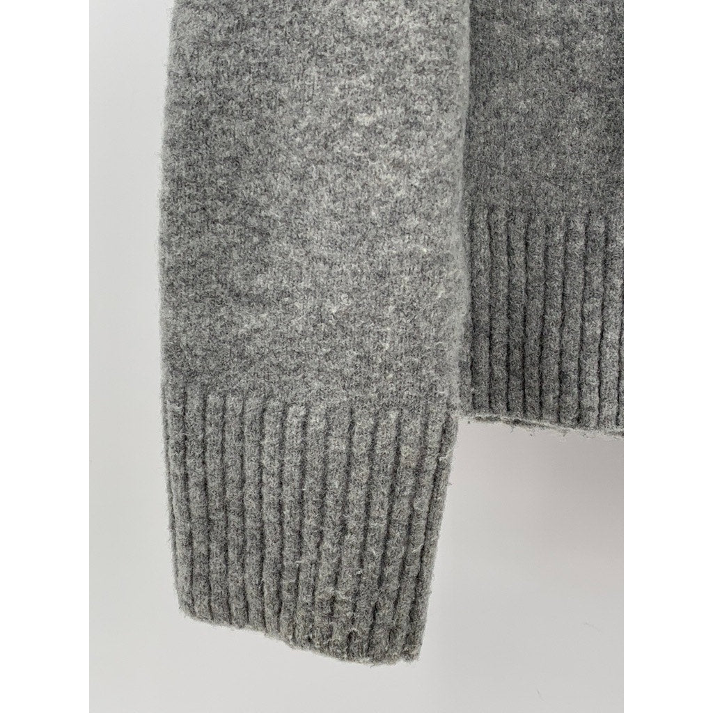 ZARA Women's Light Gray V-Neck Long Sleeve Sweater SZ XS