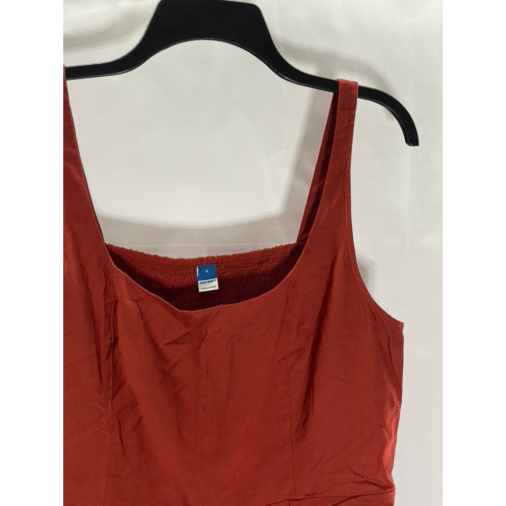 OLD NAVY Women's Flame Scarlet Red Sleeveless Smocked Bodice Tank Mini Dress SZL